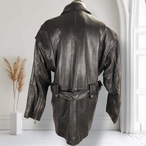 Andrew Marc x Henri Bendel Leather Moto Jacket S Buttery Soft Belted Zip - Picture 4 of 16